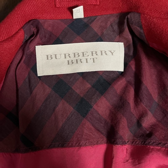 Burberry Brit  Wool Pea Coat Red Women’s US Size 6 Authentic (Read Description) - Picture 11 of 15